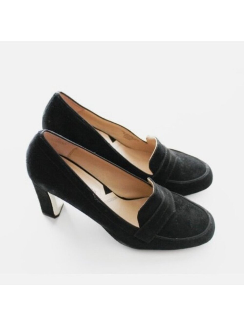 Adrienne Vittadini Leather Suede Penny Loafer Heels